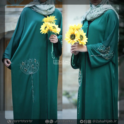 عبای ارغوان سبز زمردی
